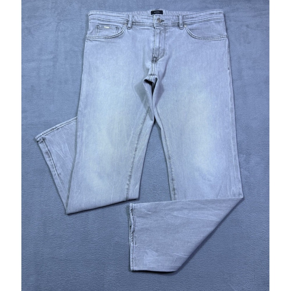BOSS Hugo Boss Jeans Mens 36x30 Gray Slim Fit Straight Stretch Denim Normcore